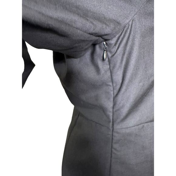 MOFT black long sleeves faux wrap midi dress size Large - Picture 7 of 15